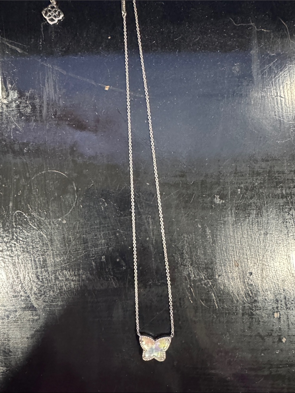 Kendra Scott Iridescent White Butterfly Pendant Necklace